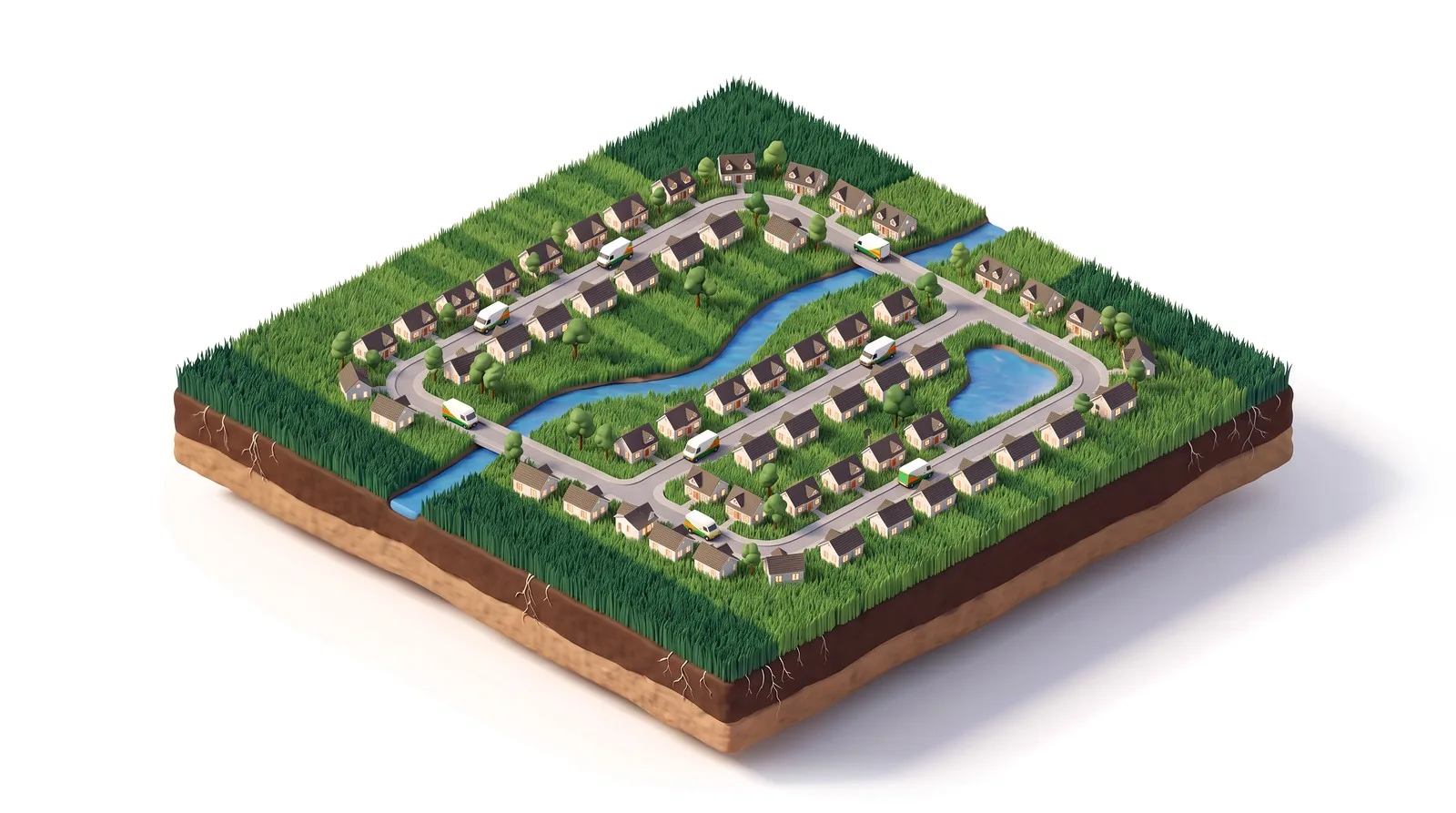 Illustration of Noblesville area neighborhoods on a lawn tile